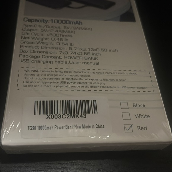 NEW in original package red TG90 10000 mAh power bank model A-10K53. RED!!!! - Picture 3 of 5